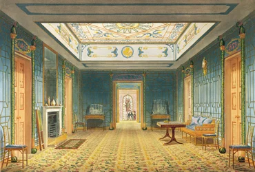The Double Lobby or Gallery (South) above the Corridor from Views of the Royal Pavilion, Brighton by John Nash, 1826